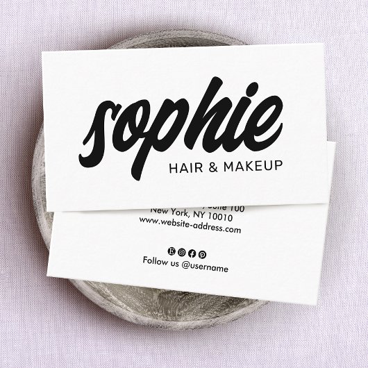 手書きはっきりしたブラシスクリプト白黒美しい 名刺