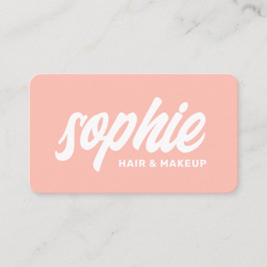 手書きはっきりしたブラシスクリプト赤面ピンク美しい 名刺 (正面)