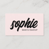 手書きはっきりしたブラシスクリプト赤面ピンク美しい 名刺 (正面)