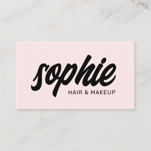 手書きはっきりしたブラシスクリプト赤面ピンク美しい 名刺 (正面)