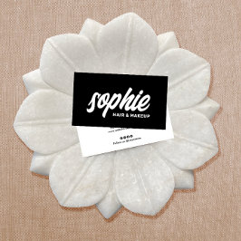 手書きはっきりしたブラシスクリプト黒美しい 名刺