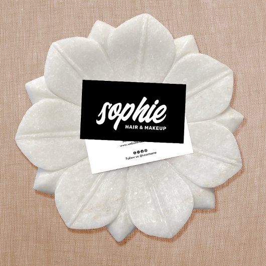 手書きはっきりしたブラシスクリプト黒美しい 名刺