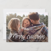手書きよくはしゃぐタイポグラフィクリスマスフォト シーズンカード (正面)