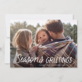 手書きよくはしゃぐタイポグラフィクリスマスフォト シーズンカード (正面)