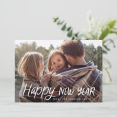 手書きよくはしゃぐタイポグラフィ年末年始の写真 シーズンカード (スタンド正面)