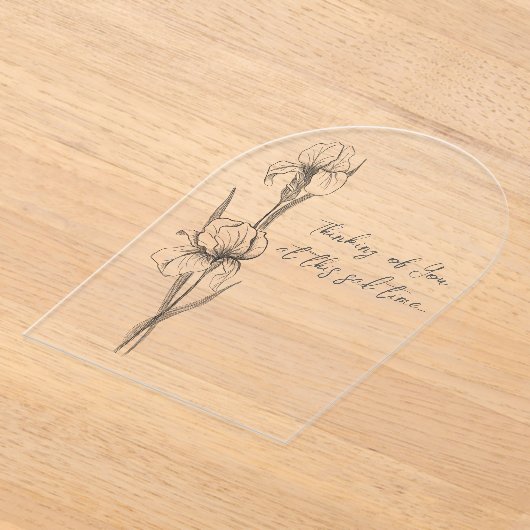 手書きアイリス付きカスタマイズ可能な共感書き アクリル招待状 (レイダウン)