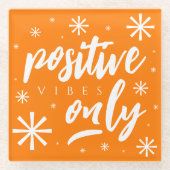 手書きアップビート前向きの陽気な雰囲気のみ ガラスコースター (正面)