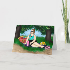 手書きアート |女性リラックスのビーチ カード