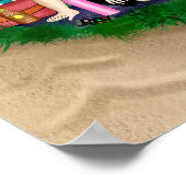 手書きアート |女性リラックスのビーチ ポスター (角)