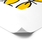 手書きイエローグレー葉のパターン ポスター (角)