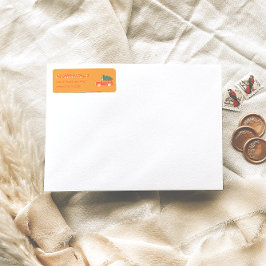 手書きイエローレッドカークリスマスドドルの住所 ラベル