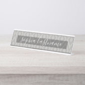 手書きイカット付き微妙な署名パターン デスクネームプレート (正面)