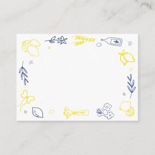 手書きイタリアンブライダルシャワー日付の夜アイディア エンクロージャーカード (裏面)