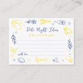 手書きイタリアンブライダルシャワー日付の夜アイディア エンクロージャーカード (正面)