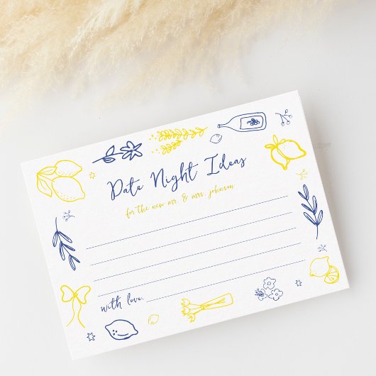 手書きイタリアンブライダルシャワー日付の夜アイディア エンクロージャーカード