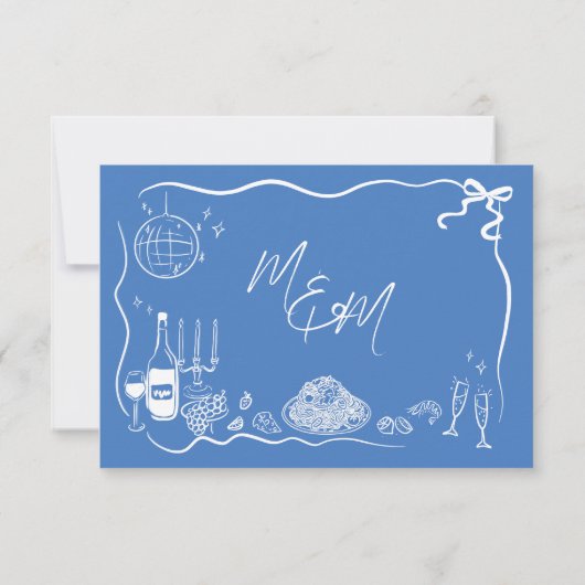 手書きイラストスクライブラードル結婚ズ 出欠カード (裏面)