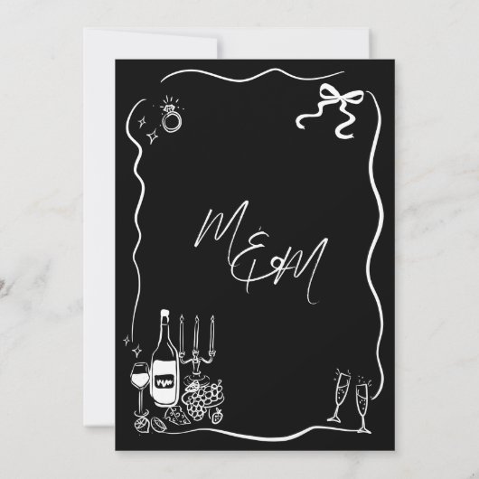 手書きイラスト予測できなドードル結婚ズ サンキューカード (裏面)