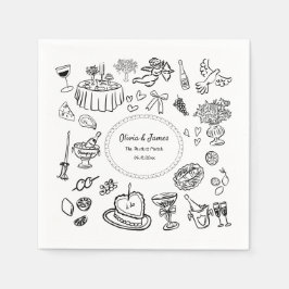 手書きイラスト、バーカクテル結婚ズ スタンダードカクテルナプキン