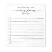 手書きインクスクリプトウェディングプランナーの実行リスト ノートパッド (正面)