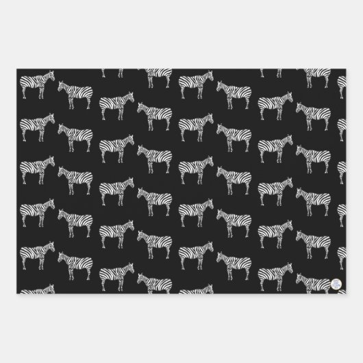 手書きインクゼブラサファリ野生動物 ラッピングペーパーシート (正面2)