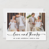 手書きインクペンスクリプト2枚の写真結婚の数 サンキューカード (正面)