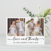 手書きインクペンスクリプト2枚の写真結婚の数 サンキューカード (スタンド正面)