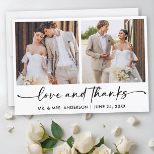 手書きインクペンスクリプト2枚の写真結婚の数 サンキューカード