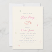 手書きウィムシーパステル卒業 招待状 (正面)