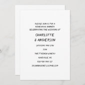 手書きウィムシーブラック文字リハーサルディナー 招待状 (正面/裏面)