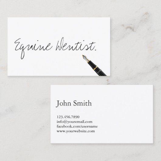 手書きウマ科の歯科医の名刺 名刺 (正面/裏面)