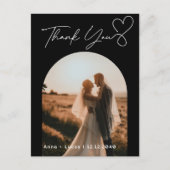 手書きエレガントな結婚式の写真ありがとう ポストカード (正面)