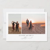 手書きエレガントのアーチ写真日付の保存 招待状 (裏面)