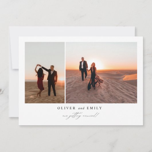 手書きエレガントのアーチ写真日付の保存 招待状 (裏面)