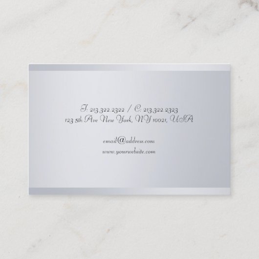 手書きエレガントのスクリプトテンプレートSilver 名刺 (裏面)