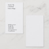 手書きエレガントの印象的な白いプレーンのマネージャー 名刺 (正面/裏面)