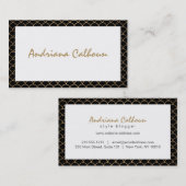 手書きエレガントの名前(アールデコパターン付き) 名刺 (正面/裏面)