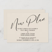 手書きエレガントの新しいプランクリームの発表 招待状 (正面/裏面)