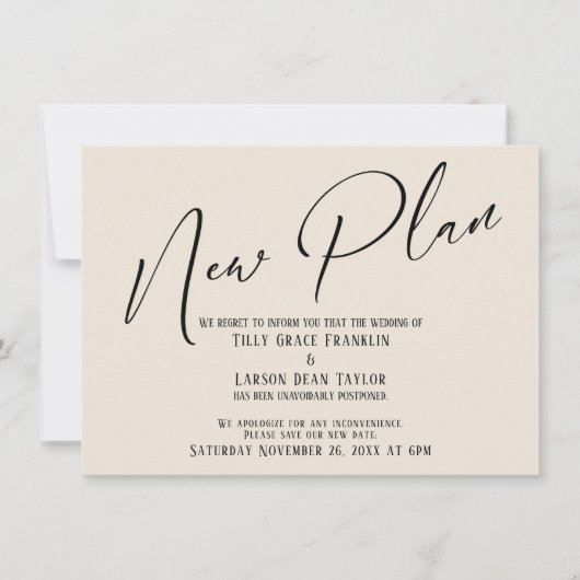 手書きエレガントの新しいプランクリームの発表 招待状 (正面)