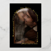 手書きエレガントのArchフォトブラックと実在金ゴールド 箔招待状 (正面)