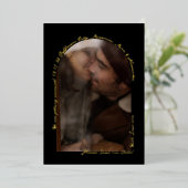 手書きエレガントのArchフォトブラックと実在金ゴールド 箔招待状 (立ち正面)