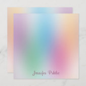 手書きエレガントカラフルモノグラムレインボー ノートカード (正面/裏面)