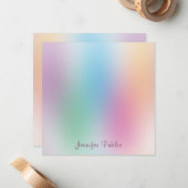 手書きエレガントカラフルモノグラムレインボー ノートカード (正面/裏面インサイチュ)