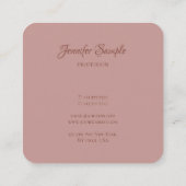 手書きエレガントスクリプトのラグジュアリー丸め スクエア名刺 (裏面)