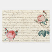 手書きエレガントスクリプトのヴィンテージフランスのバラ ラッピングペーパーシート (正面2)