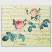手書きエレガントスクリプトのヴィンテージフランスのバラ ラッピングペーパー (フラット)