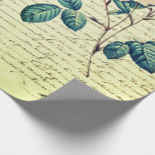 手書きエレガントスクリプトのヴィンテージフランスのバラ ラッピングペーパー (角)