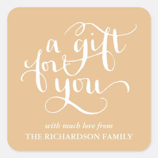 手書きエレガントスクリプトギフトラベルシール スクエアシール (正面)
