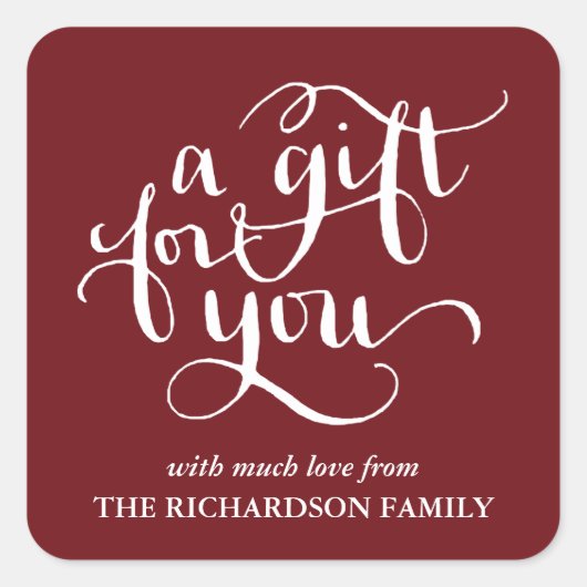 手書きエレガントスクリプトギフトラベルシール スクエアシール (正面)