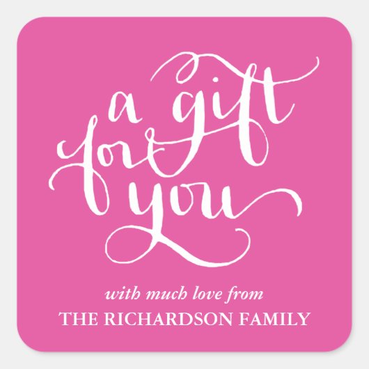 手書きエレガントスクリプトギフトラベルシール スクエアシール (正面)