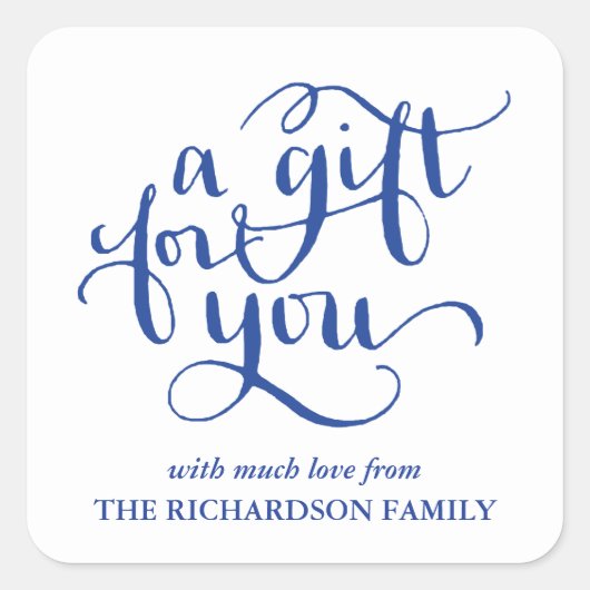 手書きエレガントスクリプトギフトラベルシール スクエアシール (正面)